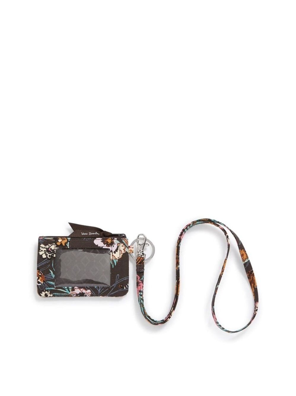 Vera Bradley Bali Jungle Black Floral ID and Card Holder Wallet and Lanyard NWOT